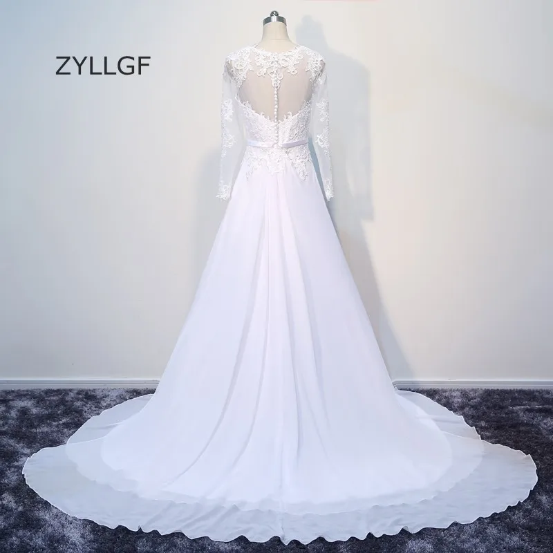 ZYLLGF Свадебные платья с длинным рукавом сексуальное прозрачное платье