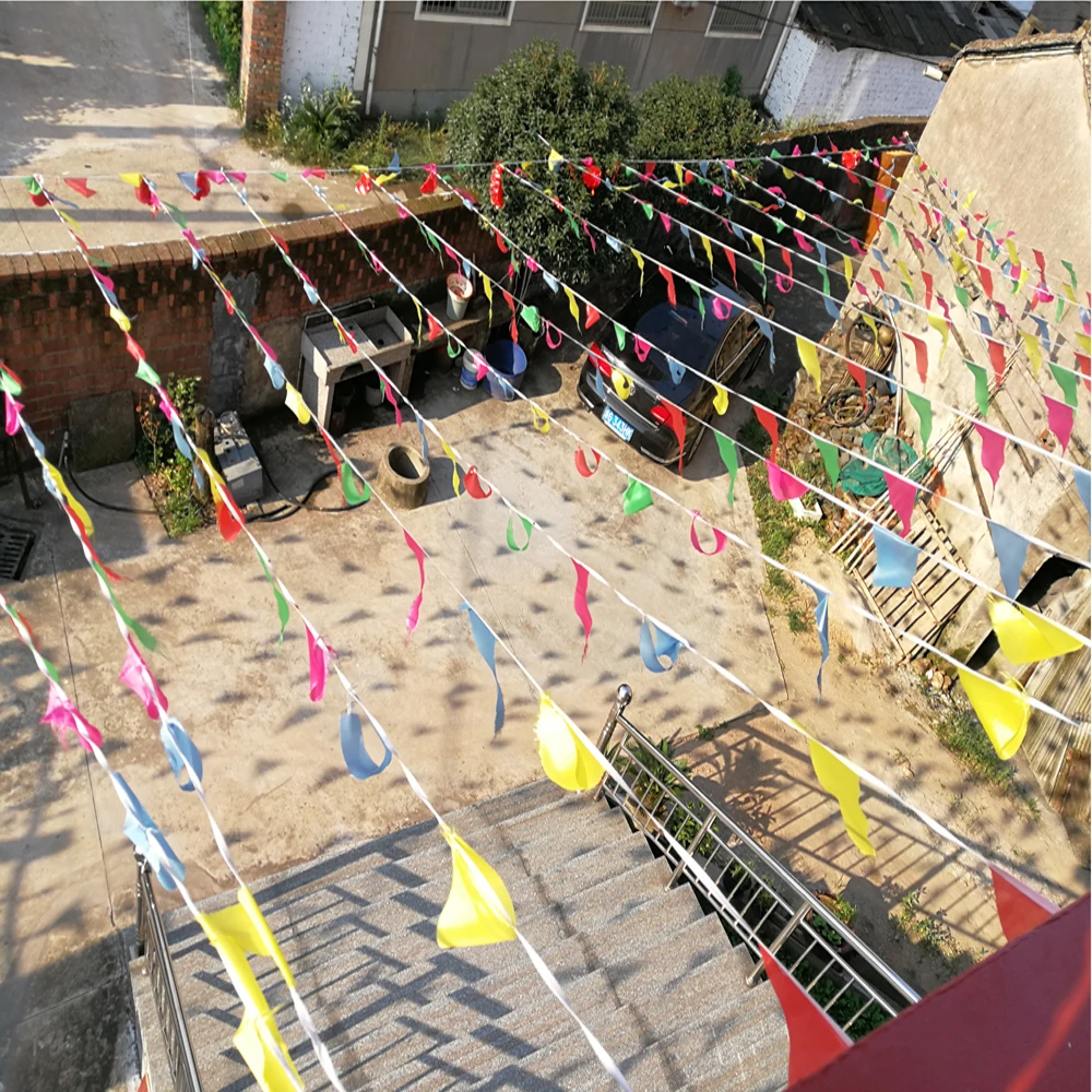 10 Piece 70 Meter Beautiful Triangular Flag Banners For Outdoor Wedding Baby Shower Birthday Party Decoration Bunting | Дом и сад