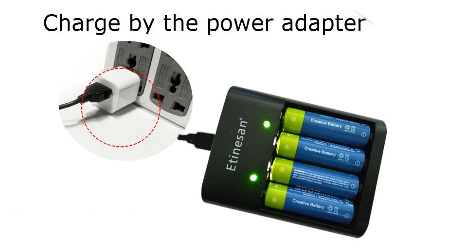 Etinesan 1,5 v 3000 mwh литий-полимерный литий-ионный Аккумулятор AA+ 4 слота зарядное устройство