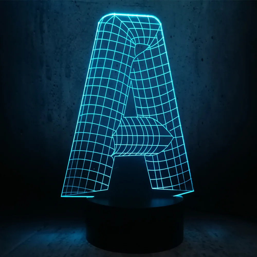 3D лампа буквы алфавита письменный стол настольная ночного освещения флеш