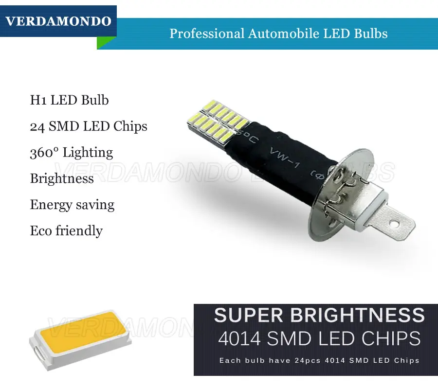 H1 P14.5S 24 4014 SMD автомобиля светодиодный сменные светодиодные лампы для вождения