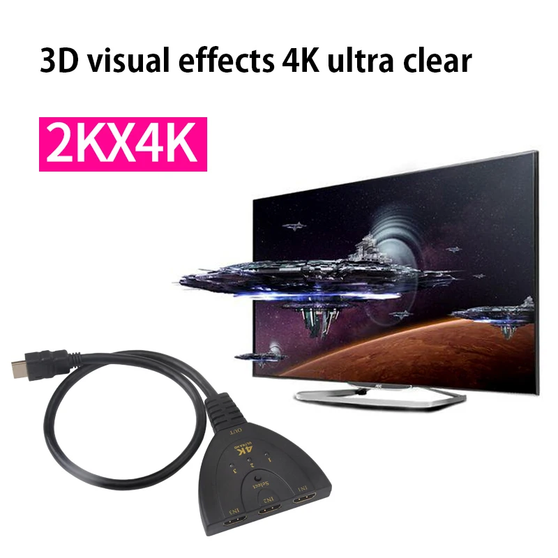 Разветвитель Cavor HDMI 4K * 2K 3D Mini 3 порта переключатель 1.4b для HDTV Xiaomi Box PS3 PS4 Splitte С