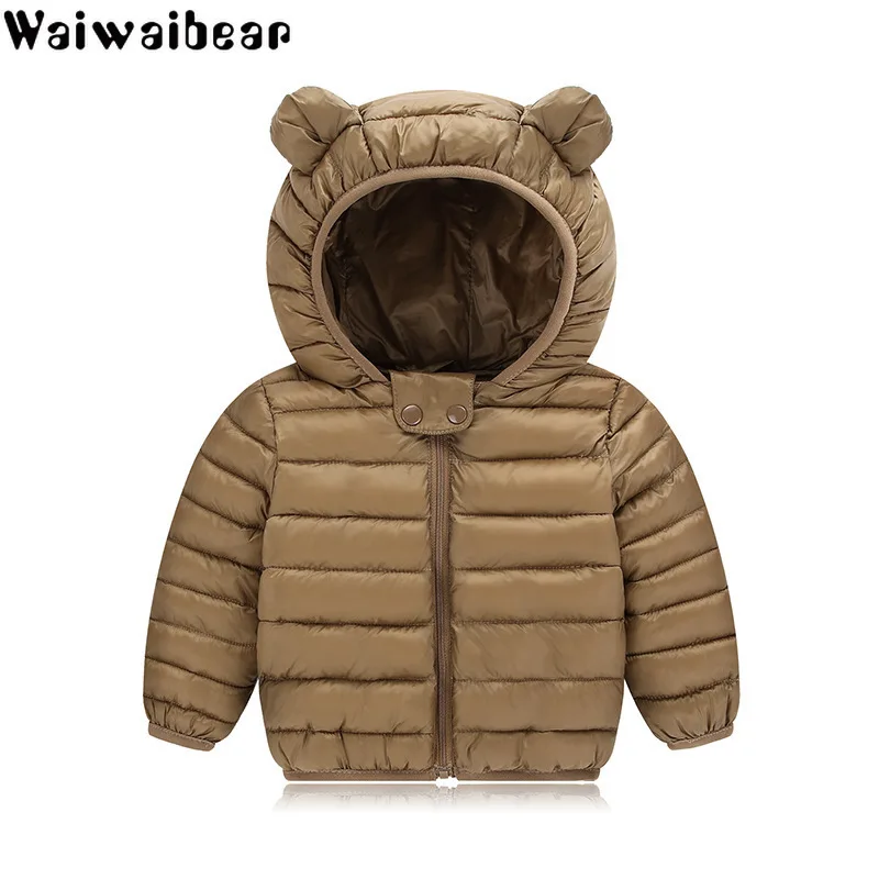 Waiwaibear/зимние пальто для малышей пуховик детская одежда с капюшоном маленьких