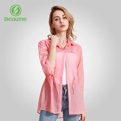 Pink Beaume Кемпинг походные рубашки для женщин Повседневная рубашка дышащая УФ доказательство 50+ короткие S FHB51098 - Цвет: Pink