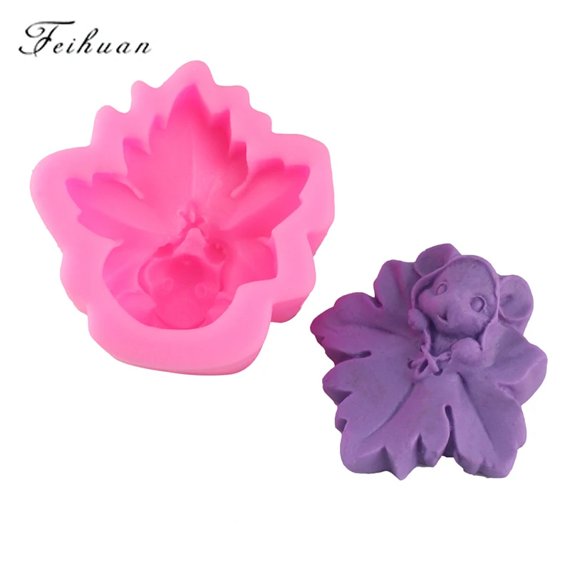Милое животное мышь кленовый лист силиконовая форма для помадки мыла 3D Кекс желе