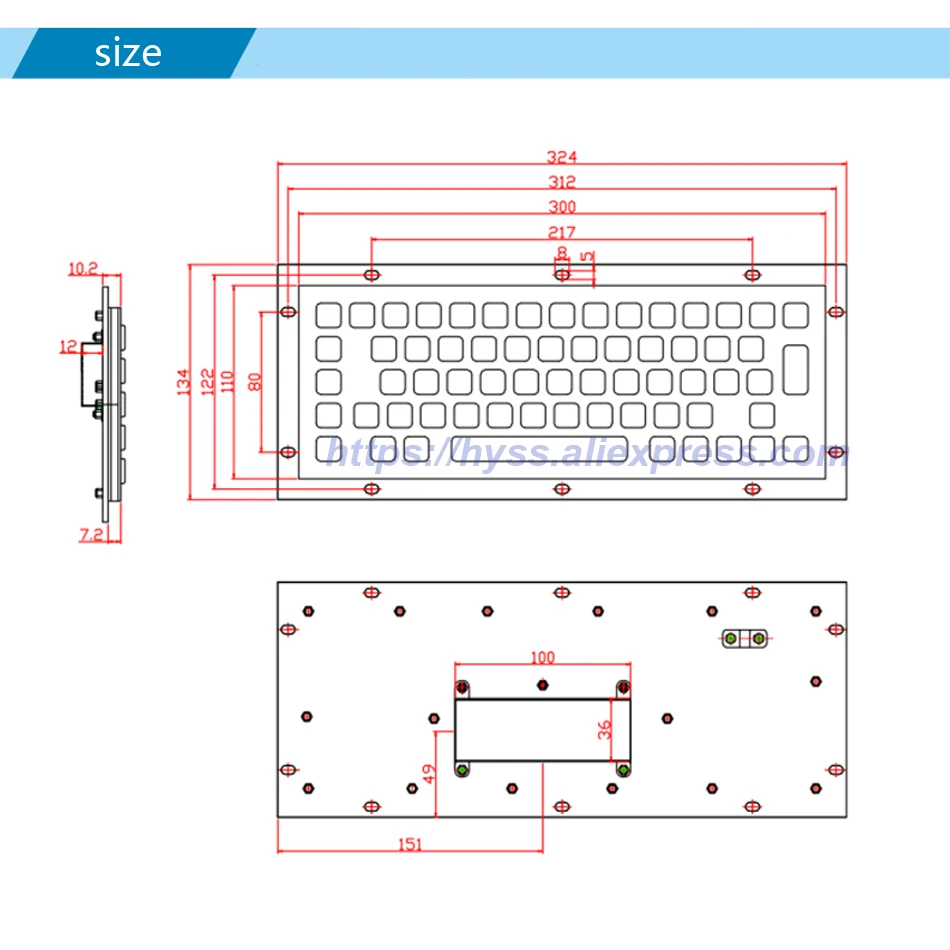 YLGF HS300-PC64M Брайля четырёхъядерный 64-разрядный процессор ключ Металл Нержавеющая