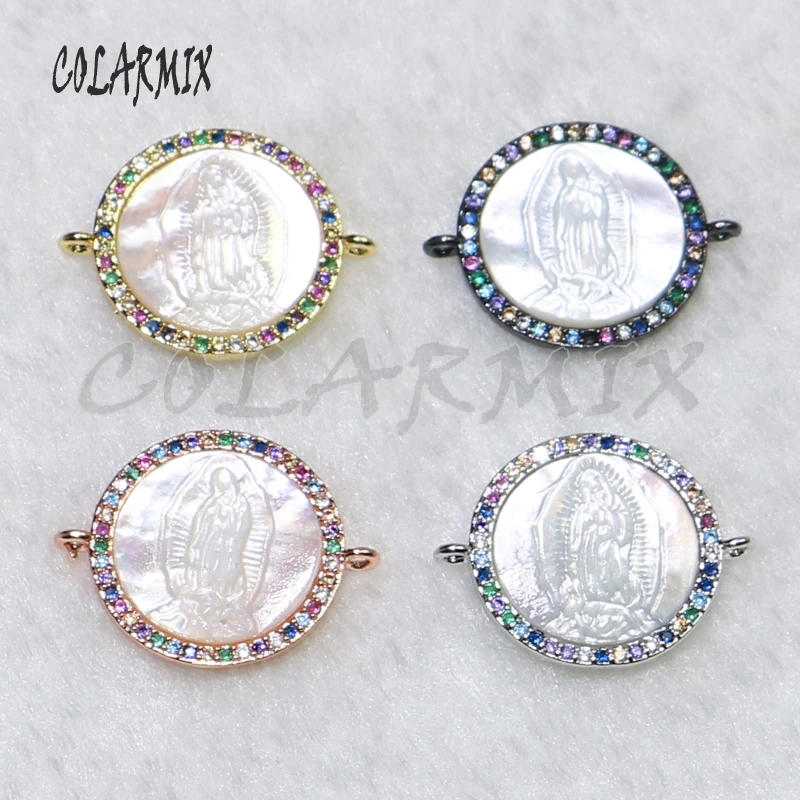 10 pieces Wholesale shell charms Double hoops Pendant jewelry making Colorful zircon 9071 | Украшения и аксессуары
