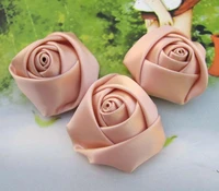 100pcs handmade satin fabric rose rolled rosette flower 4cm peach pink free shipping you pick colors