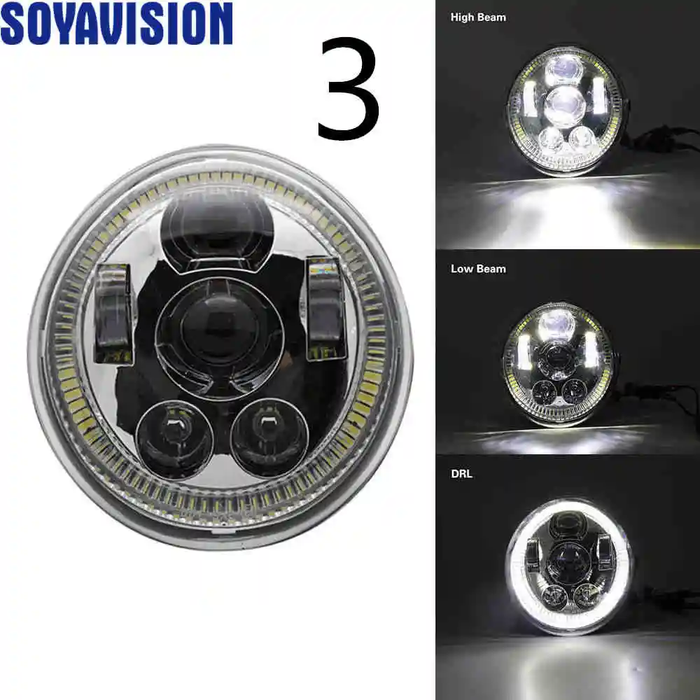 3 halo chrome Аксессуары для V-ROD мотоциклов светодиодный фонарь с Halo DRL черная фара для V Rod VROD VRSCA фара VRSC - Цвет: 3 halo chrome