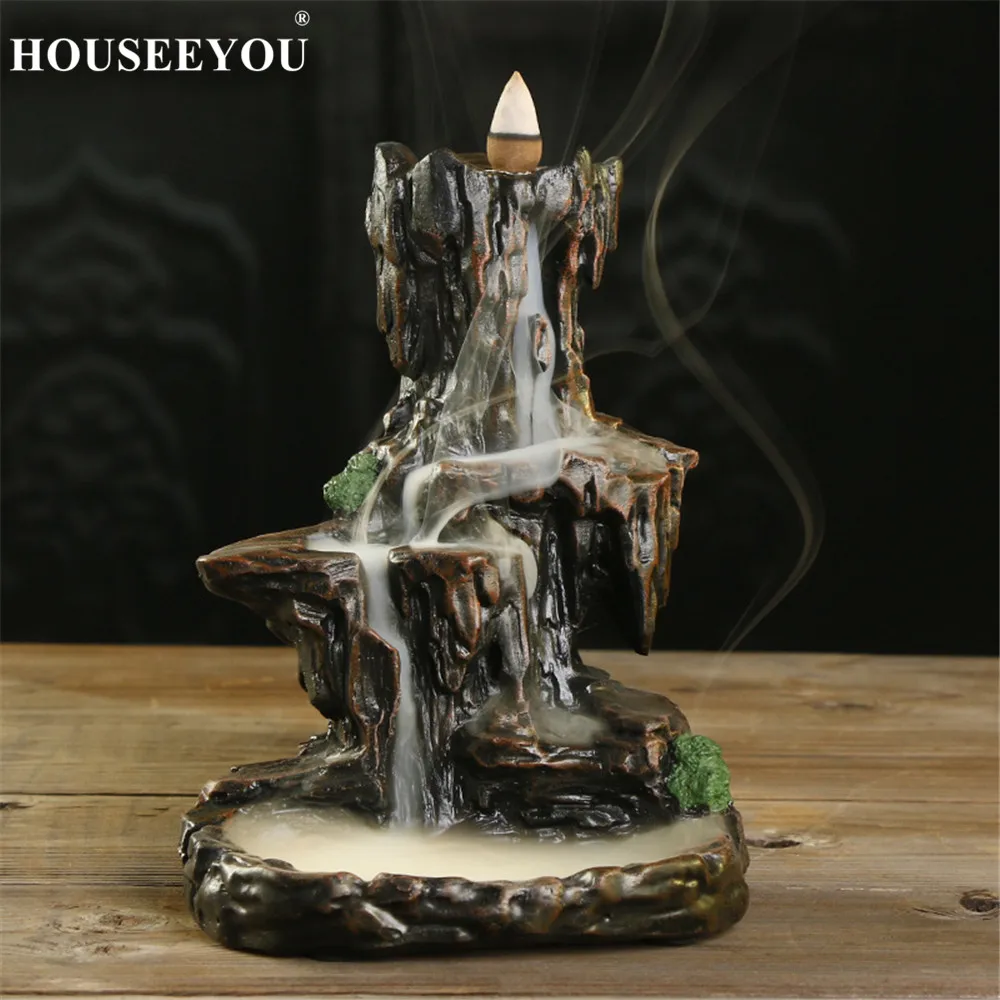 Курильница HOUSEEYOU для домашнего декора из смолы с обратным потоком + 20 конусов