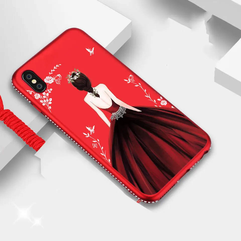 Женское платье бриллиантовый блестящий чехол ТПУ на iphone XS MAX Блестящий 8 Plus для XR SE