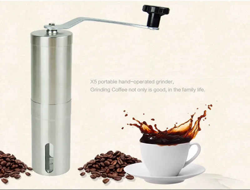 Stainless Steel Portable Coffee Grinder Ceramic Burr Hand Crank Manual Grinding for Lovers Mini Mill Home | Бытовая техника