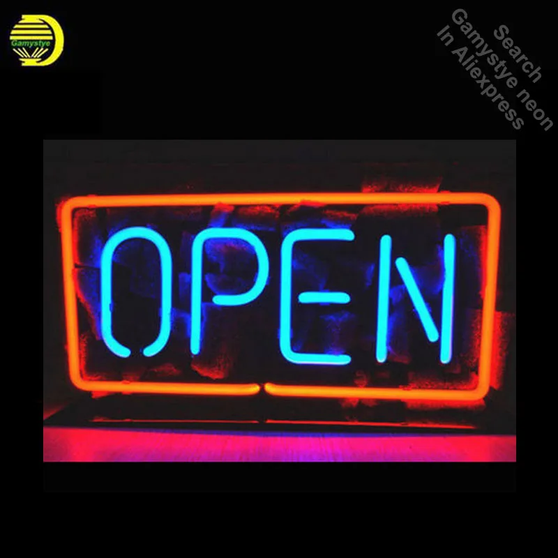 OPEN Neon Sign Glass Tube Cool Neon Bulbs Sign Beer Pub Sign lighted With clear Board Lamp Art Light vintage Handcraft for sale