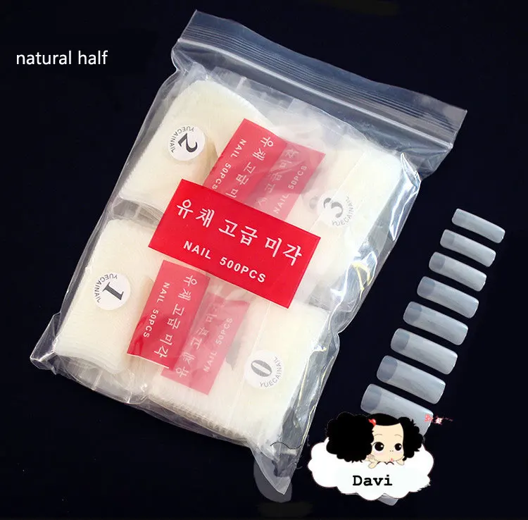 Искусственные накладные ногти прозрачные натуральные белые