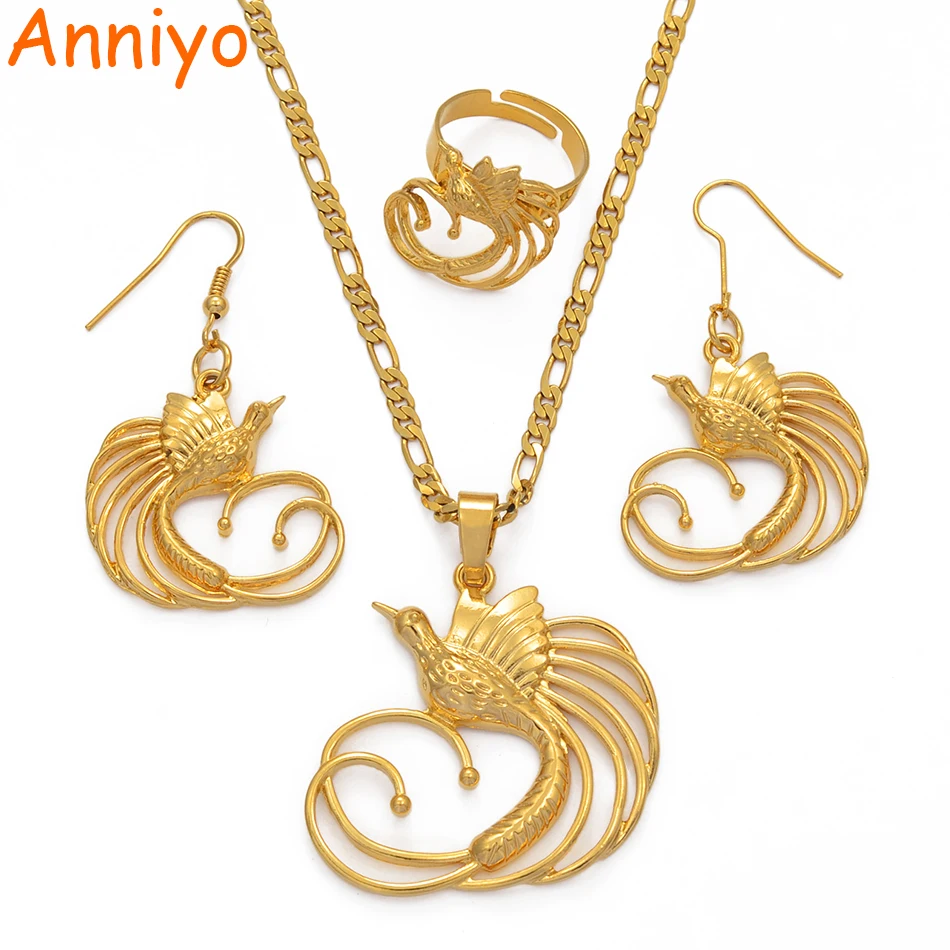 Ожерелья серьги и кольцо Anniyo PNG с птицей невесты для женщин ювелирные наборы