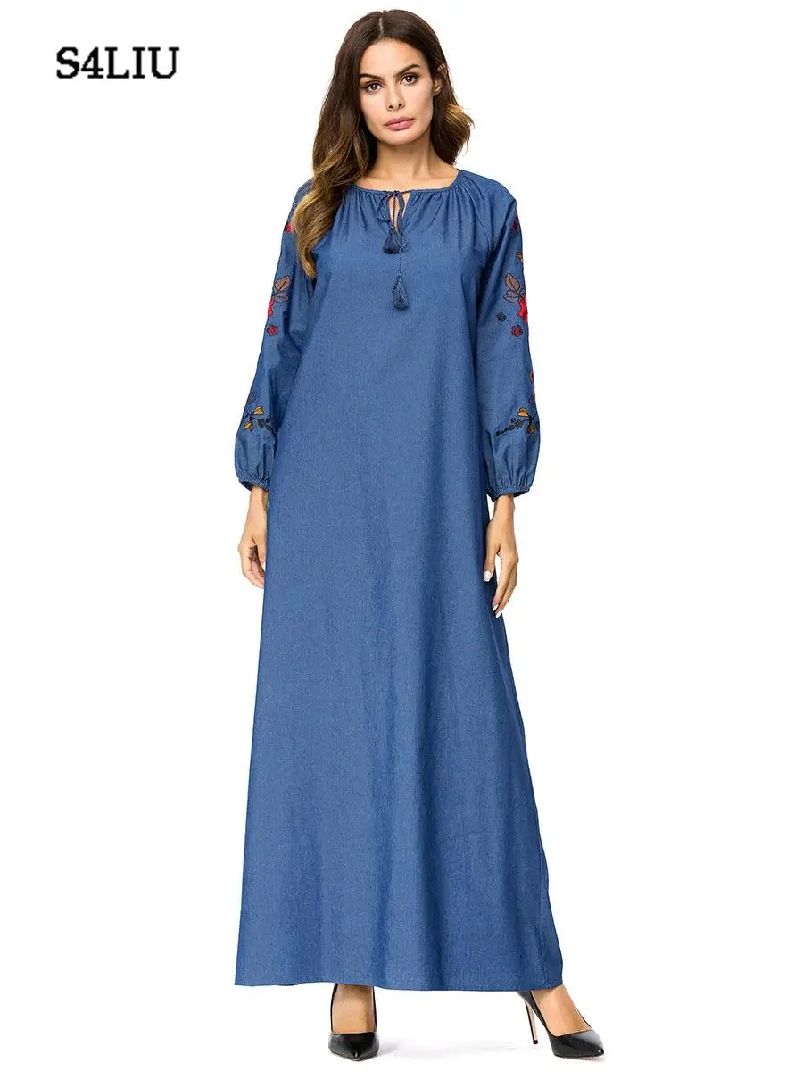 Женское платье с длинным рукавом повседневное Абая джилбаб|Мусульманская