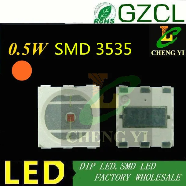 Оранжевый светодиод 0 5 Вт smd 3535 светоизлучающий диод-нм светодиодный чип высокой