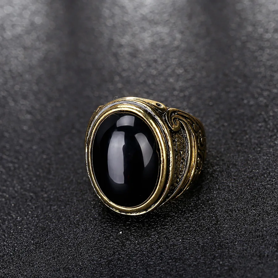 High Quality Antique Ring Men Christmas New Black Square Enamel Rings Fine Jewelry birthday for men gift 31068 | Украшения и