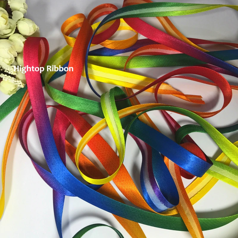 Полиэфирная 5/8 &quot(15 мм) атласная уклонистая лента привязывающая Радужный