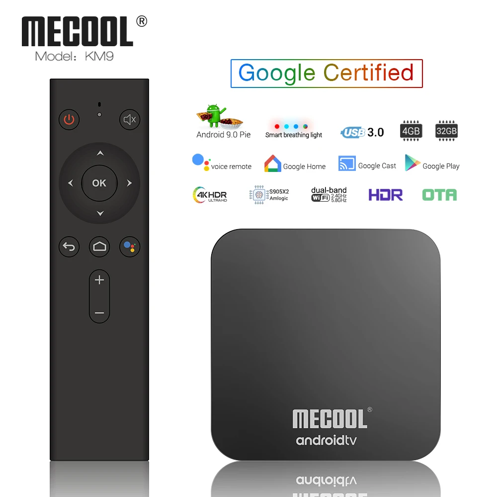 ТВ приставка Mecool KM9 PRO 4G 32G google сертифицированная Amlogic S905X2 2 4G/5G 2019|ТВ-приставки и
