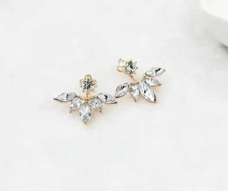 Корейские серьги модные украшения из циркония Кафф с кристаллами клип серьги в виде листьев серьги для Для женщин куртка Сережки для пирсинга Brincos - Окраска металла: Золотой цвет
