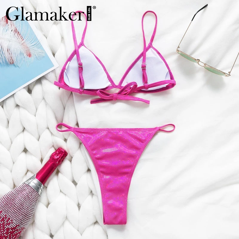 Glamaker сексуальный с высокой строкой костюм из двух предметов боди Женский Летний стринги микро купальник женский купальник боди Женский на шнуровке комбинезоны