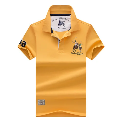 yellow De haute Qualite Топы Hommes поло Сорочки Daffaires hommes marques поло Сорочки 3D broderie отложным col мужские Поло - Цвет: yellow