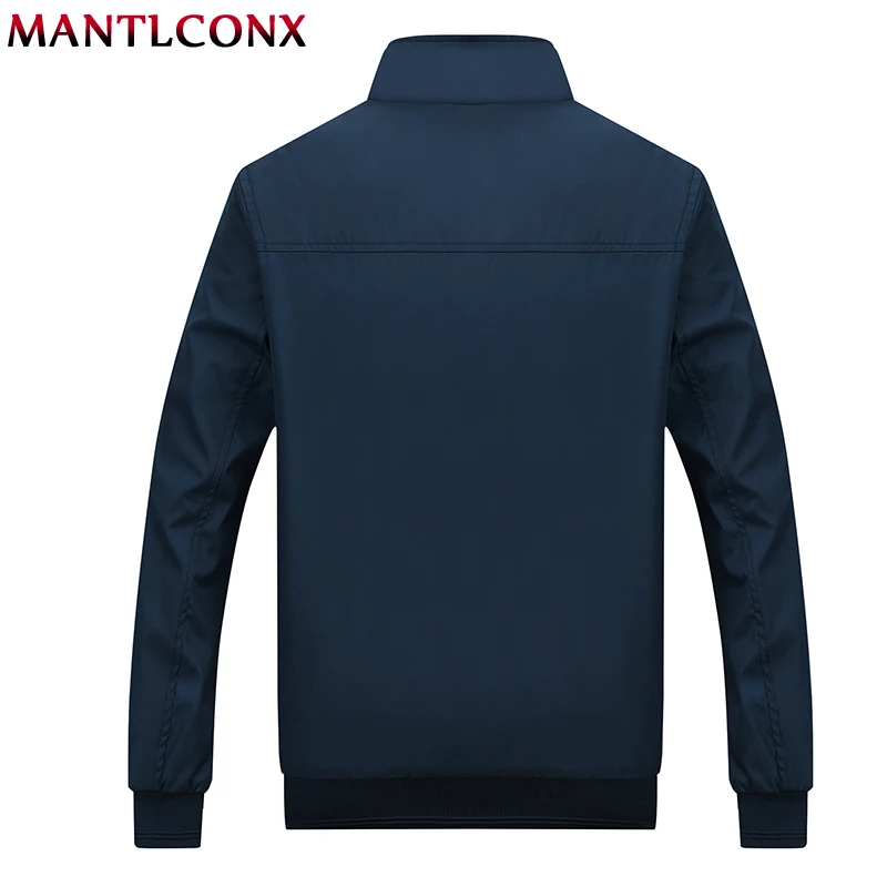 MANTLCONX Новая Осенняя Повседневная брендовая мужская куртка и пальто стоячий воротник на молнии мужская верхняя одежда мужская куртка Черная мужская одежда