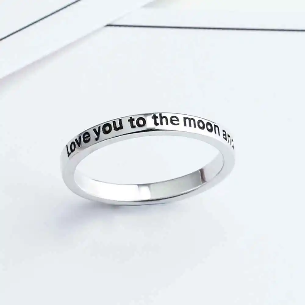 С надписью I Love You to The Moon And Back (мама я тебя 925 пробы Серебряные кольца для Для женщин