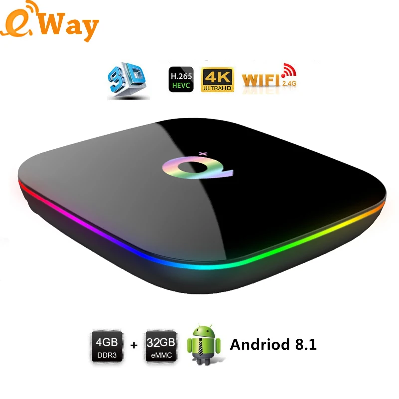 Q plus Android 8,1 Смарт ТВ коробка H6 Quad core cortex-A53 Mali-T720MP2 USB 3,0 2,4 GHZ dual WI-FI HD 2,0 6 K Декодер каналов кабельного телевидения Media Player