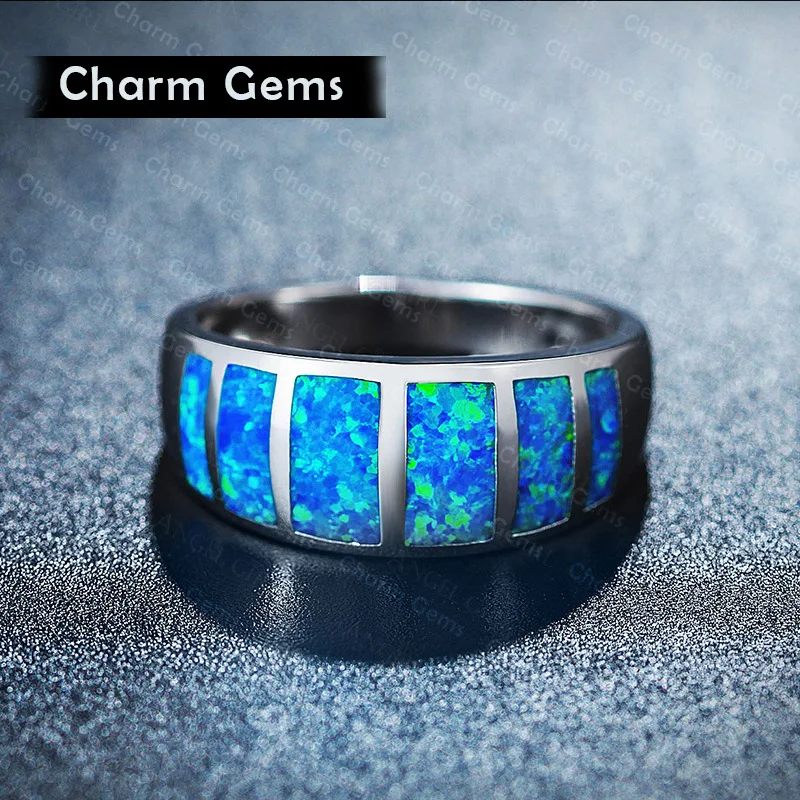 

Wholesale 925 jewelry Cute Simple Jewelry blue Fire Opal Champagne Crystal from Swarovskis Ring For Women Christmas gifts