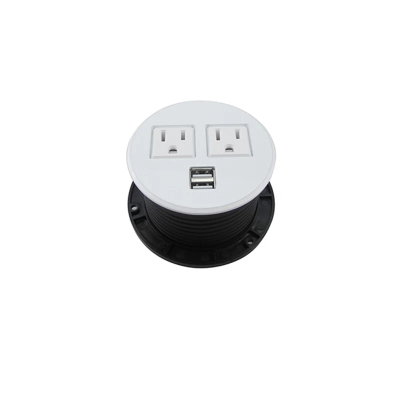 Круглые usb розетки с двумя плоскими выходами и 2 портами встроенные белые черные