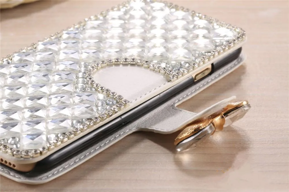 10 шт./лот Новый Роскошный Кожаный Бумажник Bling Rhinestone Чехол Для Lenovo A536 Оригинальный