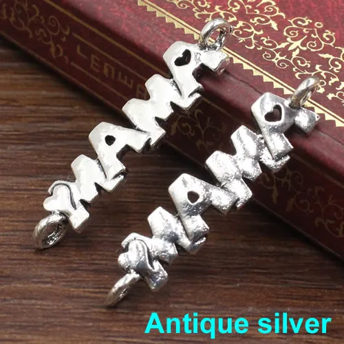 Antique Silver 20 шт./лот металлические соединители "MAMA" античное серебро/золото/серебро/бронза браслет звено 7,5*35 мм отверстие: Приблизительно 2,5 мм K05419 - Цвет: Antique Silver