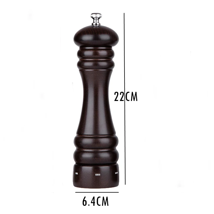 8 Inch - 22CM Мельницы для соли и перца Mokithand, мельница для перца из бука, безопасная для пищевых продуктов, мельница из углеродистой стали 5' 6' 8' 10', ручная мельница для соли - Цвет: 8 Inch - 22CM