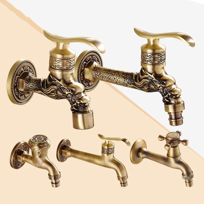 

Full Copper Into The Wall Washing Machine Faucet Outdoor Garden Faucet Ceramic Spool Retro Torneira Bathroom Accessories