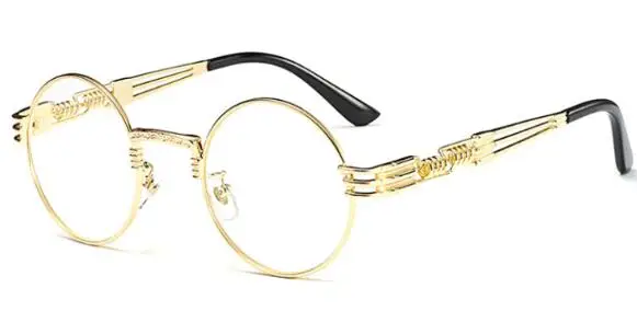 gold with clear Прятки урожай ретро готический стимпанк зеркало солнцезащитные очки золото и черный солнцезащитные очки винтаж круглый круг мужчины УФ gafas de sol - Цвет линз: gold with clear
