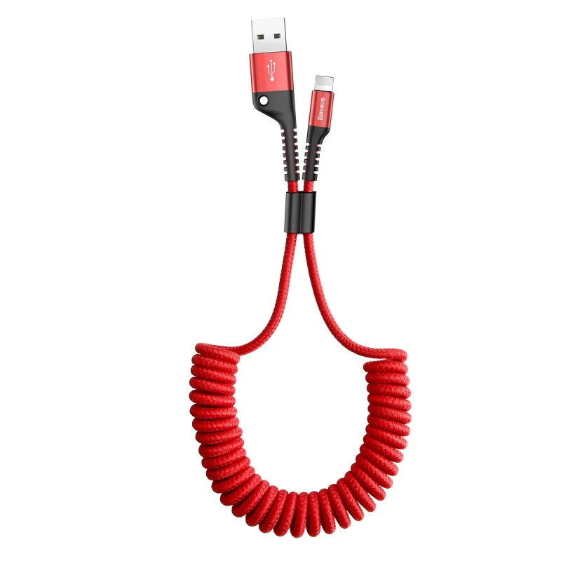 Автомобильный пружинный Выдвижной usb-кабель для зарядки iPhone xs max xr x 8 7 6s plus 5s ipad 1 м 2