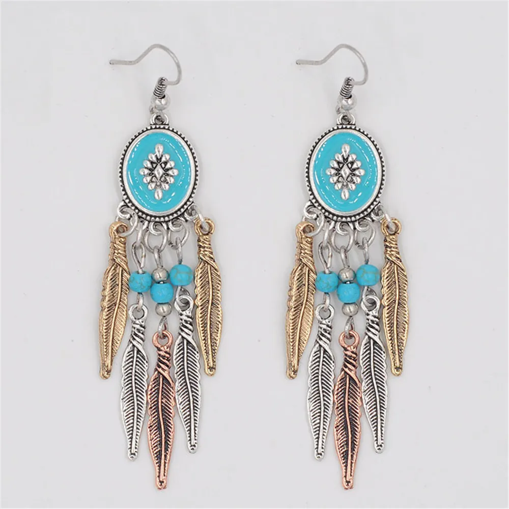 серьги с камнями Бирюзовый Камень Серьги Племенных лос aritos Индийский Индеец