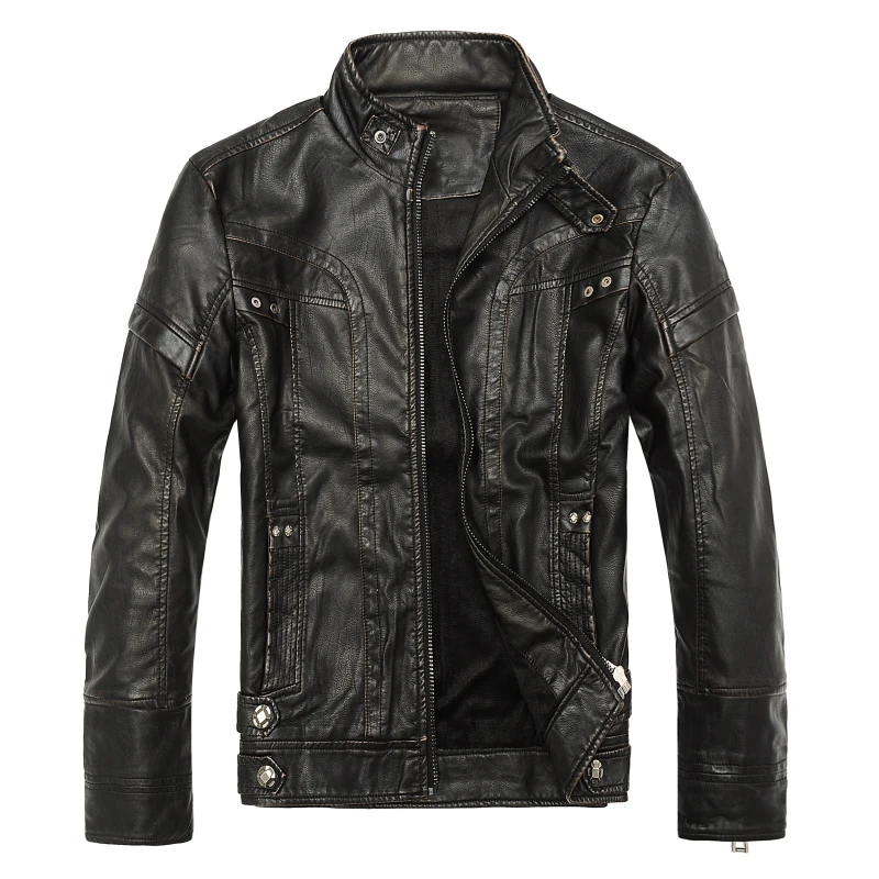 Куртка мужская Кожаная Мотоциклетная верхняя одежда деловой Повседневный