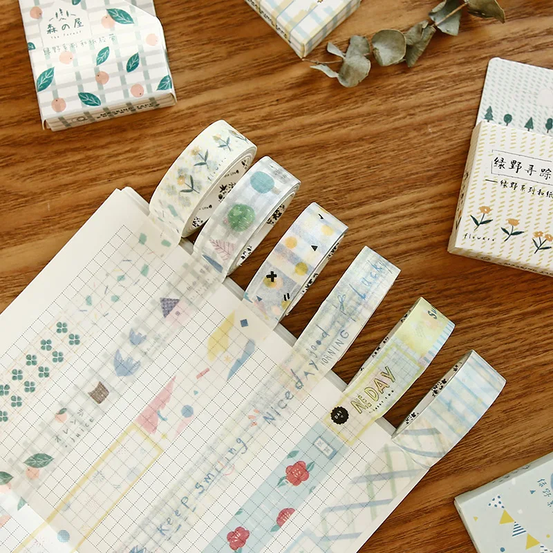 1,5 см Bullet Journal Цветочные листья улыбающаяся васи лента клейкая лента DIY Скрапбукинг наклейка этикетка ремесло маскирующая лента