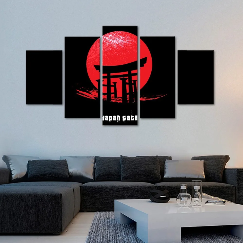Lienzo HD impreso cuadros decoración del hogar 5 piezas Japón puerta pinturas модульный pared arte abstracto póster para el marco |