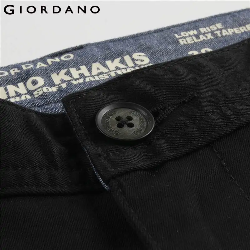 Giordano Для мужчин брюки однотонные ботильоны с бахромой модные Чинос мужской