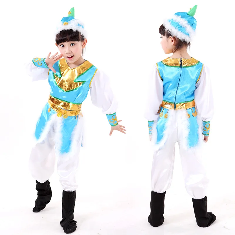 Новинка 2018 Детский костюм монгольский одежда для выступлений танцевальные