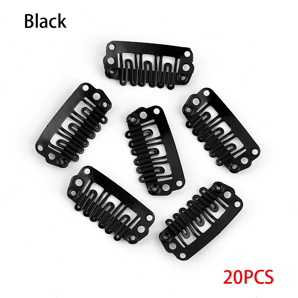 24mm black 20 шт Металлические u-образные парики для наращивания фиксированные заколки для волос 32 мм/28 мм/24 мм держатель шпильки Заколки для женщин аксессуары для волос - Цвет: 24mm black