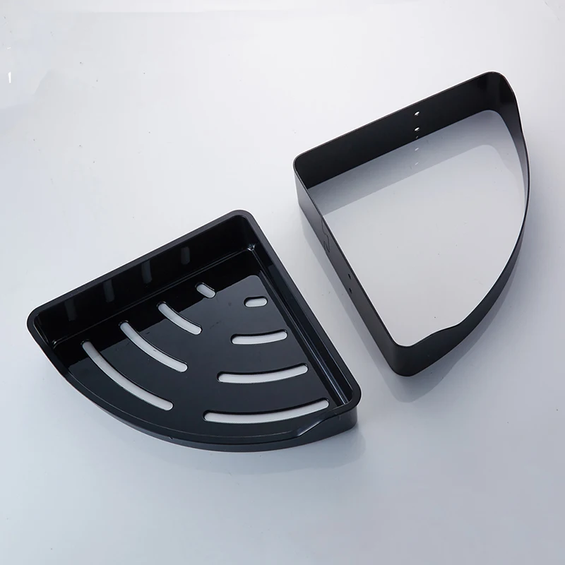 Черные полки для ванной комнаты с матовым никелевым оформлением|bathroom shelf|black bathroom