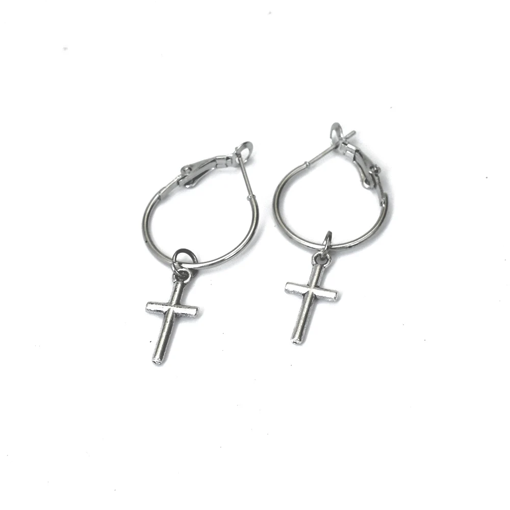 circle diameter 2cm Chadestinty Золотая Звезда серебряного цвета серьги крест лист сердце квадратный треугольник круглые свисающие серьги для женщин Простые ювелирные изделия - Окраска металла: circle diameter 2cm