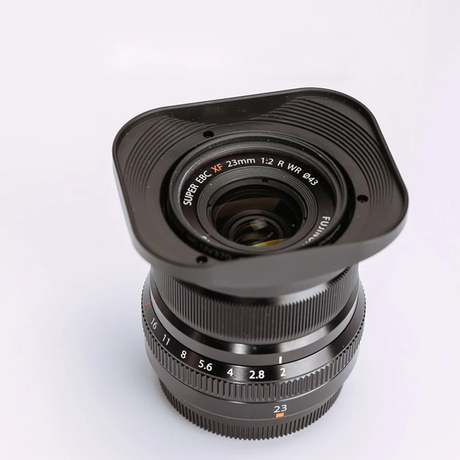 Полностью металлическая квадратная бленда с крышкой для объектива Fuji FUJINON XF 35 мм/F2, XF 23 мм/F2