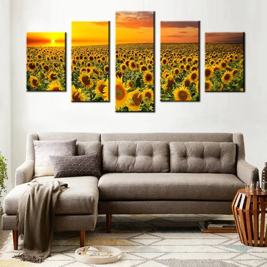 Подсолнухи современные 5 шт. росписи на холсте жикле печать художественная