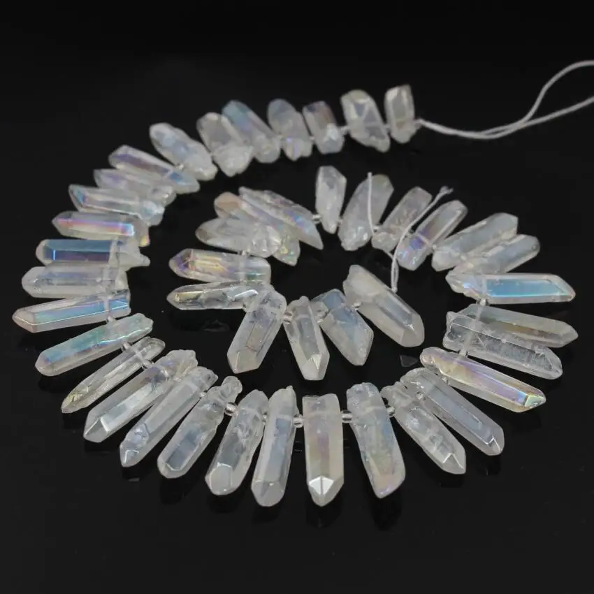 Полированный Радужный белый АБ титан необработанный кристалл верхнее отверстие